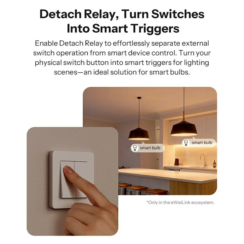 SONOFF MINI-2GS 2-Gang Smart Switch WiFi Matter-Compatible with Dual Load Control  /  Voice Assistant for Home Automation - White