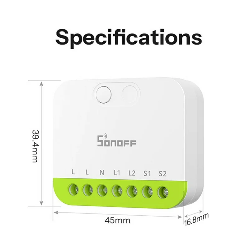 SONOFF MINI-ZB2GS 2-Gang Zigbee Smart Switch with Dual Load Control Module for Home Automation - White