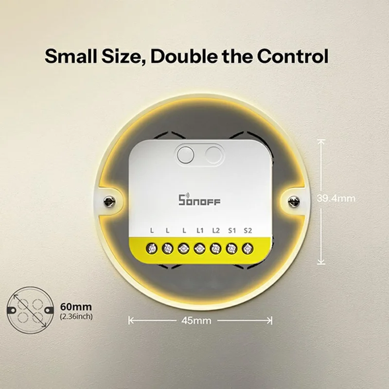 SONOFF MINI-ZB2GS-L 2-Gang Zigbee Smart Switch with APP / Voice Control for Home Automation - White