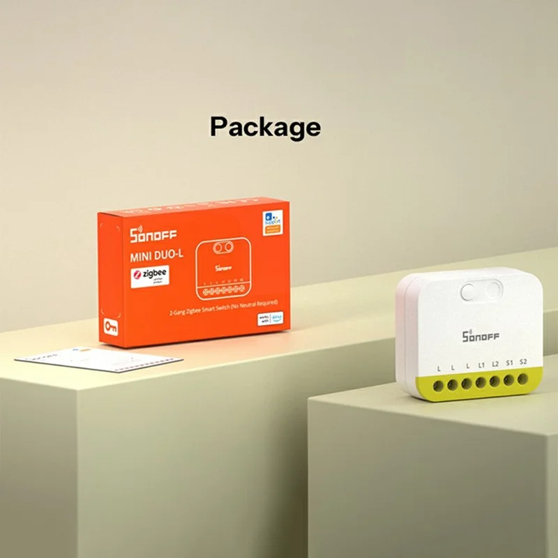 SONOFF MINI-ZB2GS-L 2-Gang Zigbee Smart Switch with APP / Voice Control for Home Automation - White