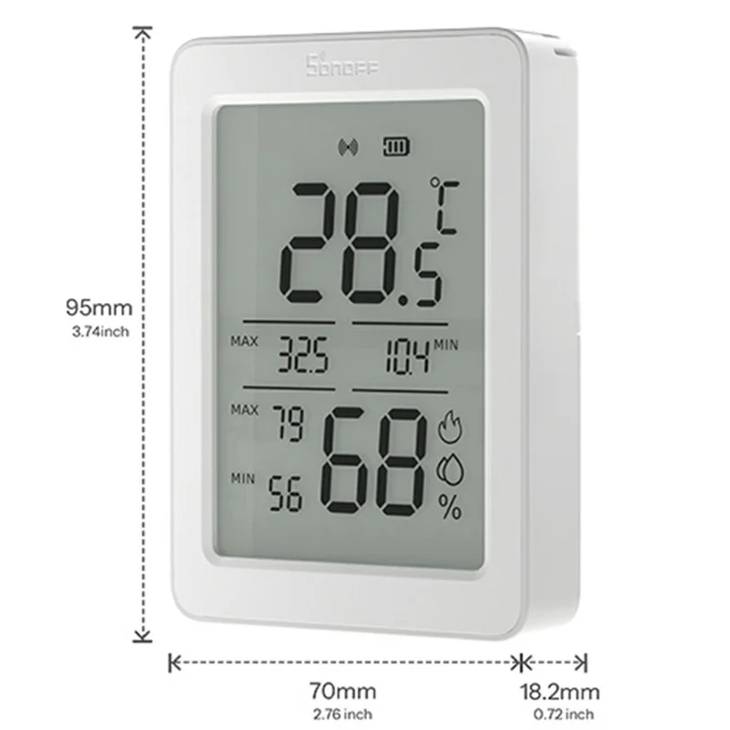 SONOFF SNZB-02DR2 Zigbee Temperature Humidity Sensor 3.6 Inch LCD Display Remote Monitoring Smart Home Integration - White