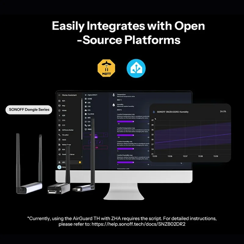 SONOFF SNZB-02DR2 Zigbee Temperature Humidity Sensor 3.6 Inch LCD Display Remote Monitoring Smart Home Integration - White