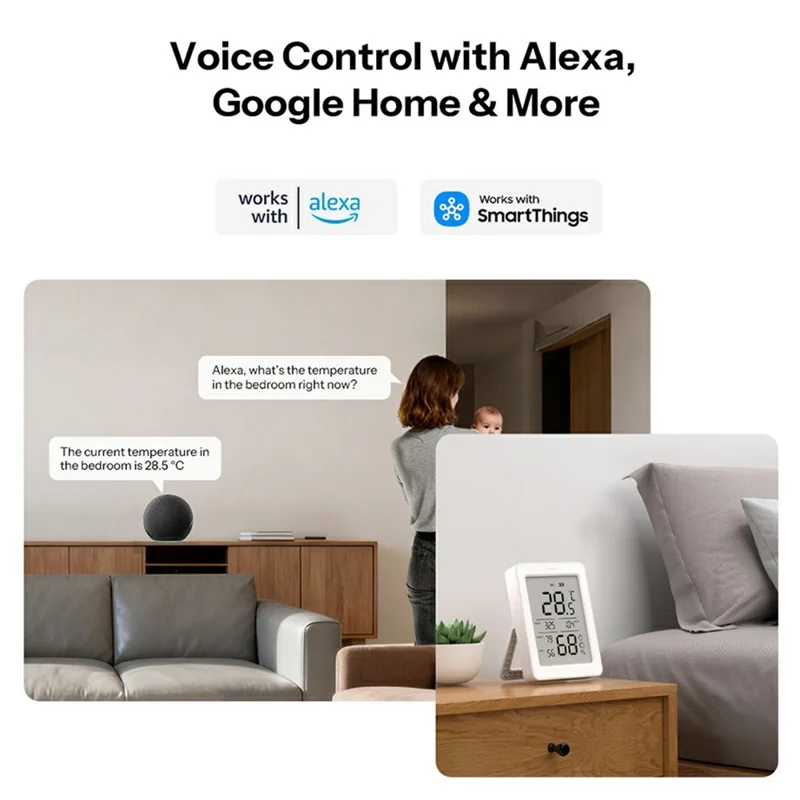 SONOFF SNZB-02DR2 Zigbee Temperature Humidity Sensor 3.6 Inch LCD Display Remote Monitoring Smart Home Integration - White