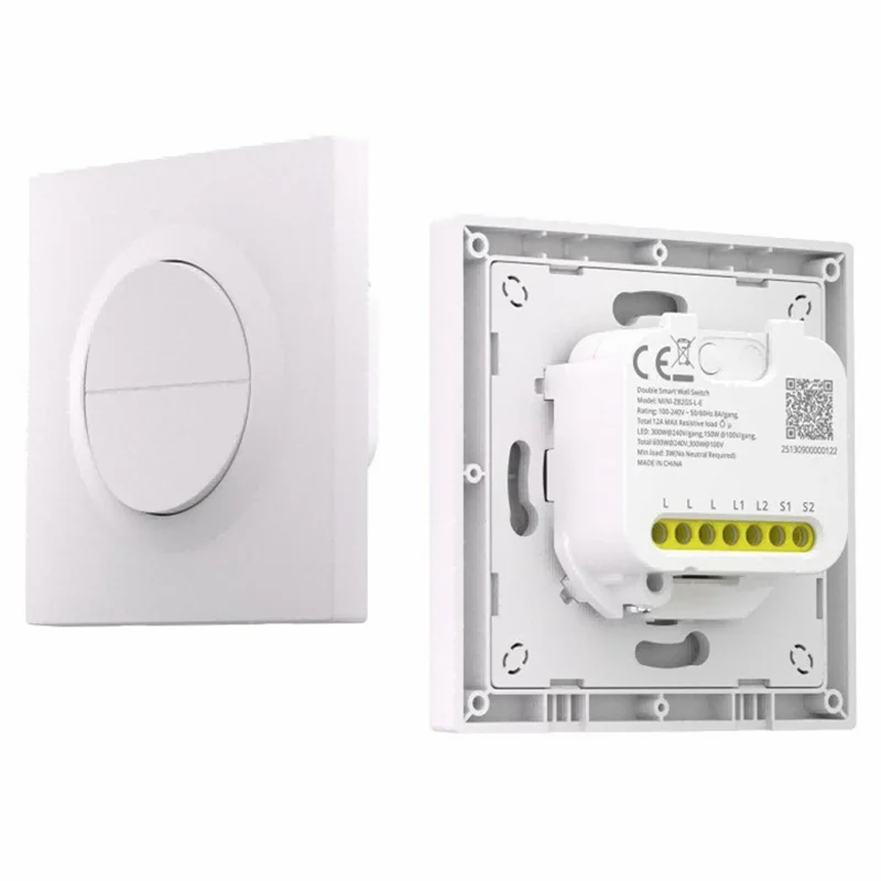 SONOFF Orb-ZBW2L MINI-ZB2GS-L-E Zigbee Dual Channel Smart Wall Switch Ohne Neutralleiter – Weiß