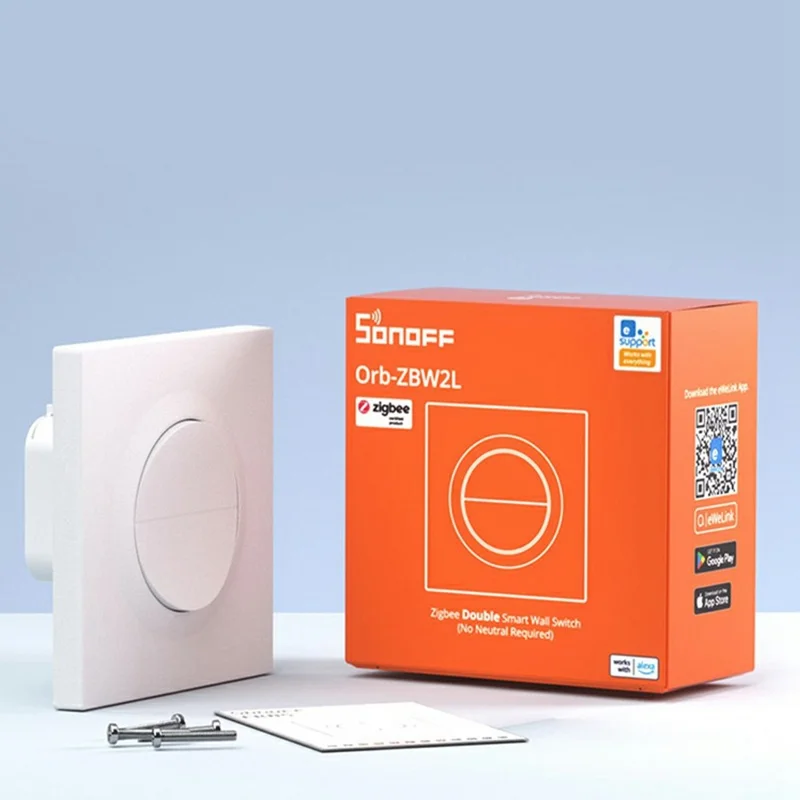 SONOFF Orb-ZBW2L MINI-ZB2GS-L-E Zigbee Dual Channel Smart Wall Switch Ohne Neutralleiter – Weiß