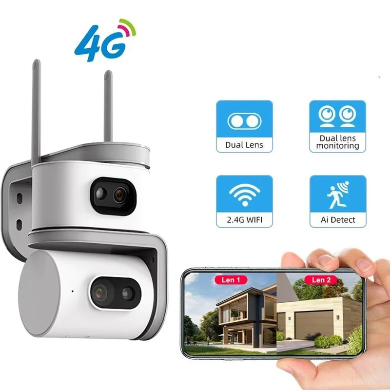 Двухэкранная камера QD01 с ночным видением, автоматическим отслеживанием, Wi-Fi, IP-камера видеонаблюдения — Европейская вилка