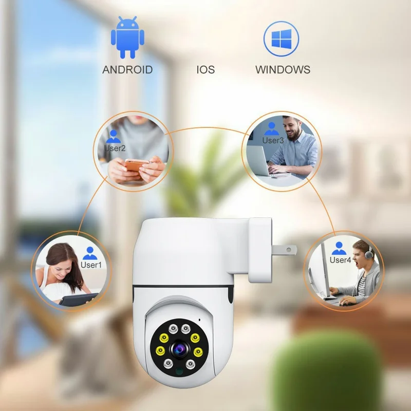 1080P HD WiFi Security Camera Plug-in Night Vision APP Control Camera Support AP / P2P Connection - White, EU Plug