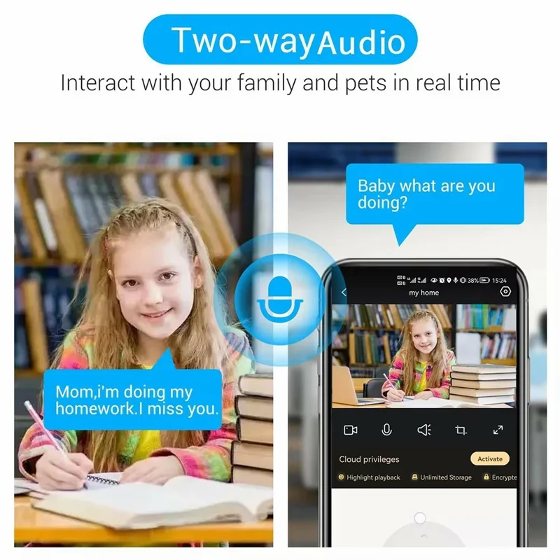 1080P HD WiFi Security Camera Plug-in Night Vision APP Control Camera Support AP / P2P Connection - White, EU Plug