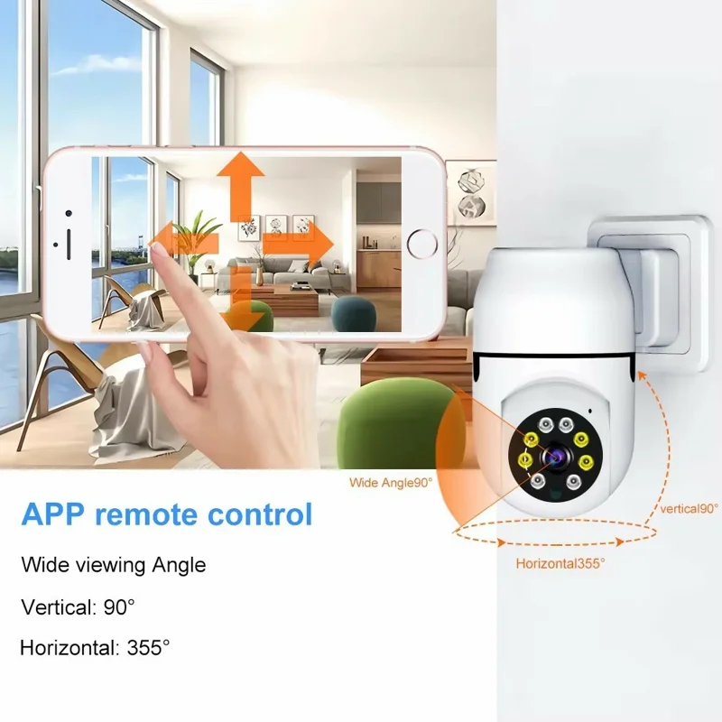 1080P HD WiFi Security Camera Plug-in Night Vision APP Control Camera Support AP / P2P Connection - White, EU Plug