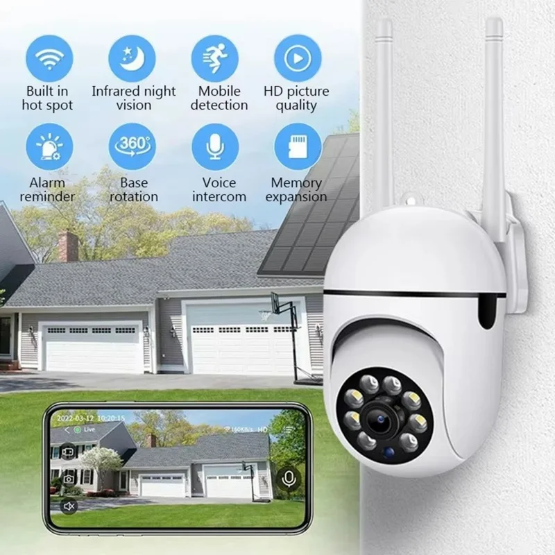 V380 WiFi PTZ Security Camera Night Vision Two Way Audio CMOS Sensor Monitor Camera - EU Plug  /  White