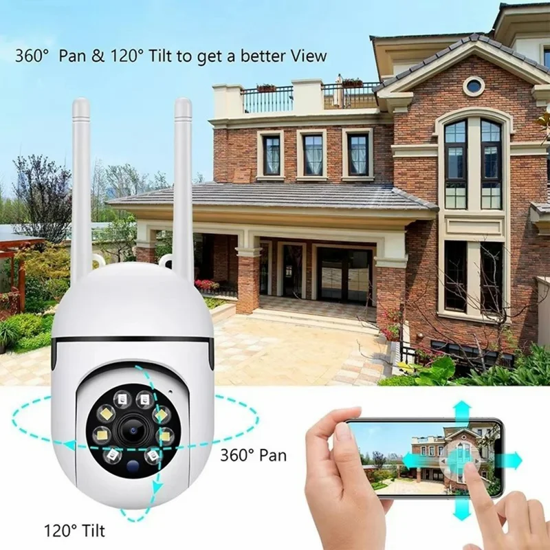 V380 WiFi PTZ Security Camera Night Vision Two Way Audio CMOS Sensor Monitor Camera - EU Plug  /  White
