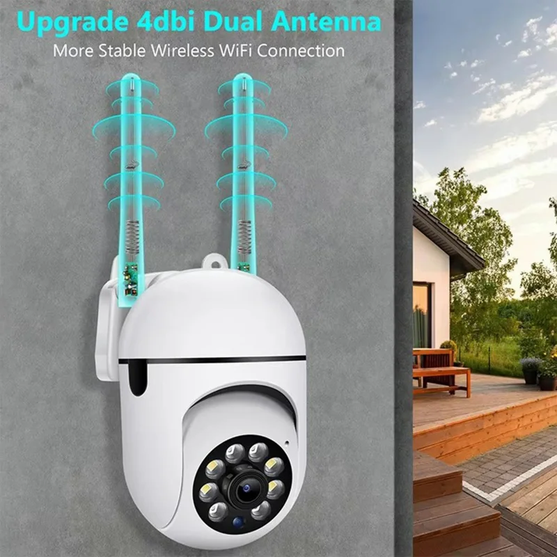 V380 WiFi PTZ Security Camera Night Vision Two Way Audio CMOS Sensor Monitor Camera - EU Plug  /  White