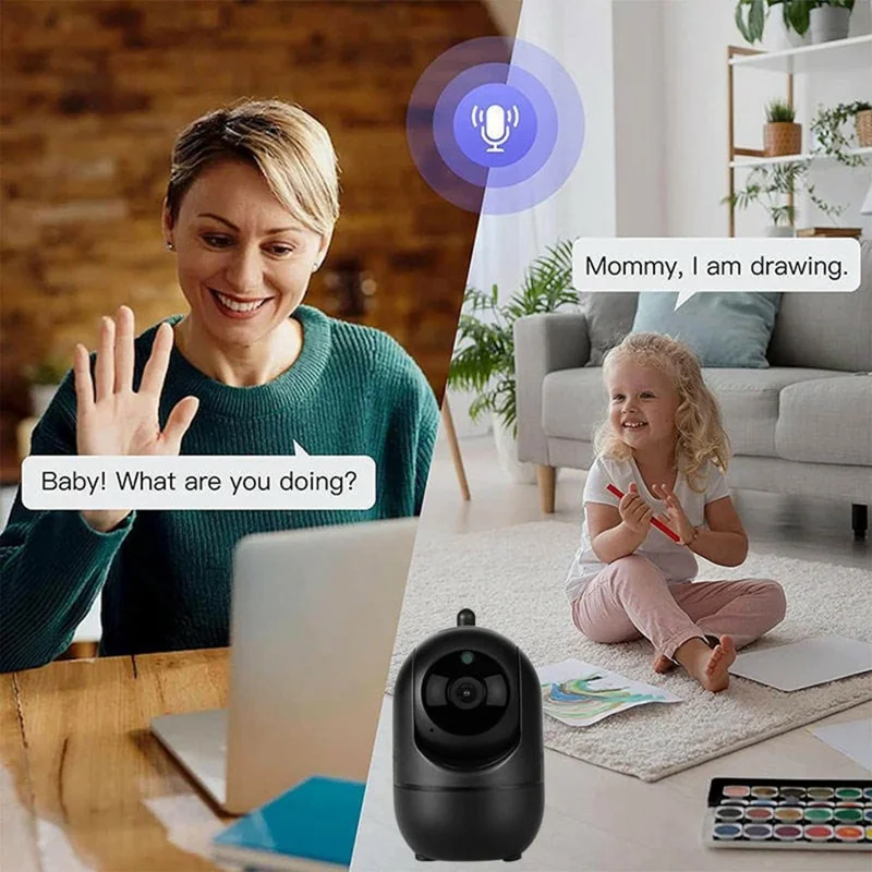 Two Way Audio Baby Monitor WiFi Camera 355 Degree Intelligent Security Camera with Microphone - White  /  EU Plug