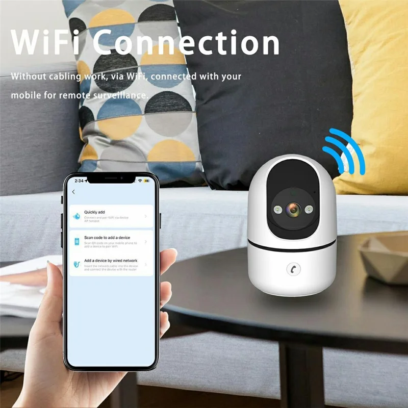 Wireless WiFi 3MP Baby Monitor Two Way Talk Humanoid Detection One Click Call Night Vision Security Camera - White  /  EU Plug