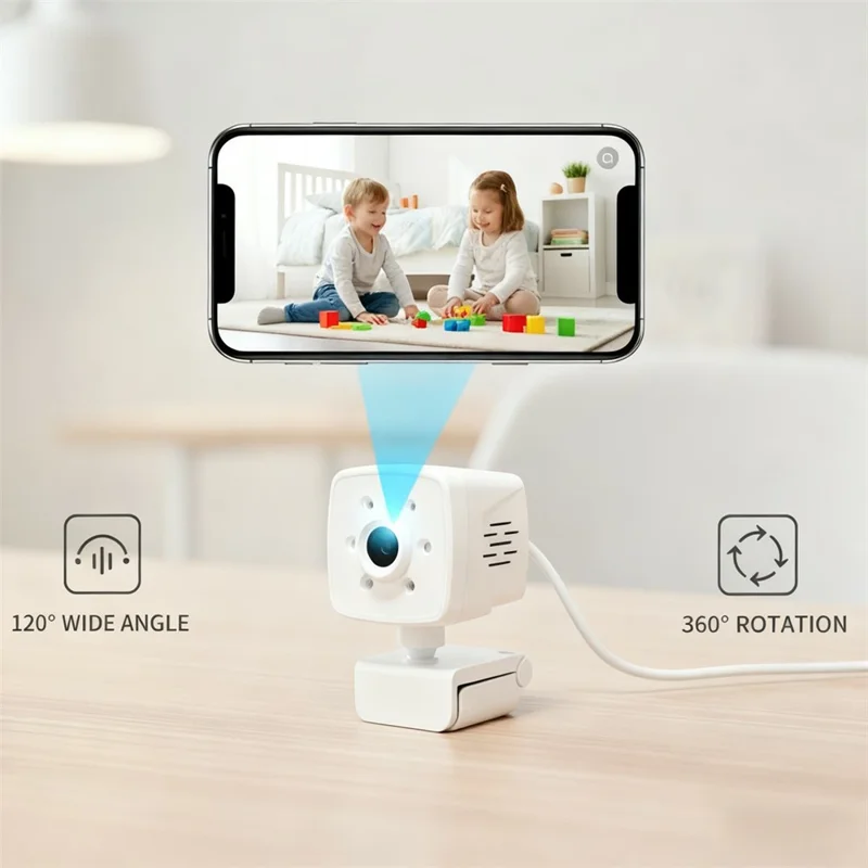 1080P Indoor IP Camera Wireless WiFi Security Camera with Night Vision / Two Way Audio - White