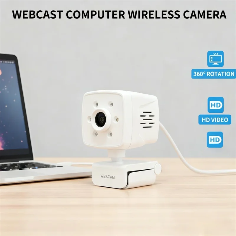 1080P Indoor IP Camera Wireless WiFi Security Camera with Night Vision / Two Way Audio - White