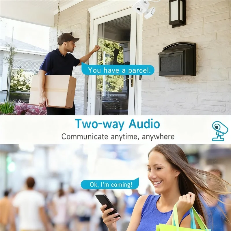 1080P Indoor IP Camera Wireless WiFi Security Camera with Night Vision / Two Way Audio - White