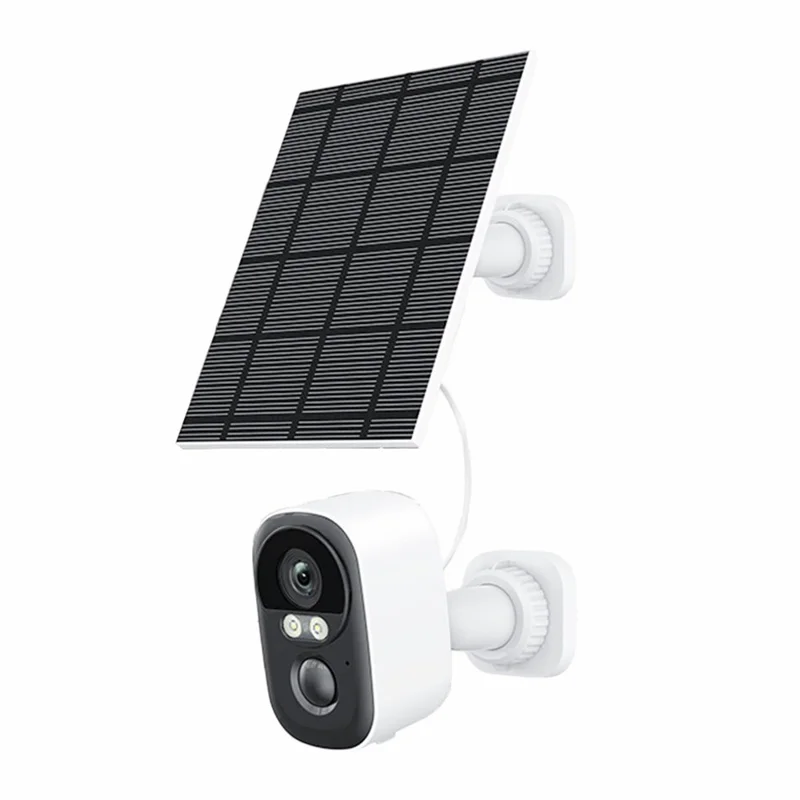 T98 WiFi Tuya APP-Steuerungskamera, solarbetrieben, Nachtsicht, KI, Digital NVR, Cloud, 2K 3MP Sicherheitskamera, 3,7 V 5200 mAh – Weiß / EU-Stecker