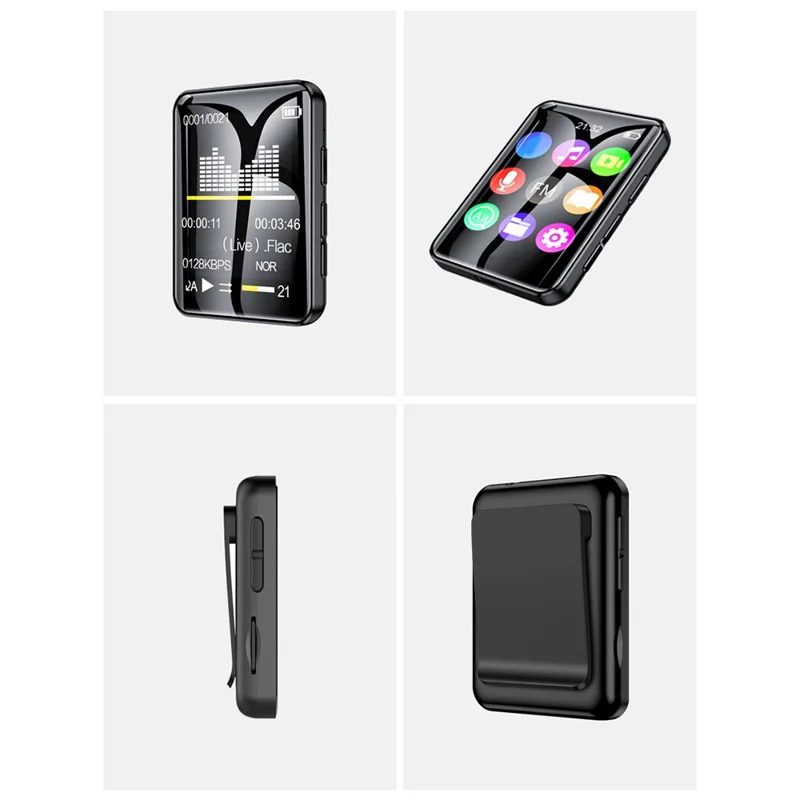 MROBO A7 1.77 Inch TFT Touch Screen MP3 Player Portable Music Player Bluetooth-compatible Mini Walkman with 16GB TF Card - Black