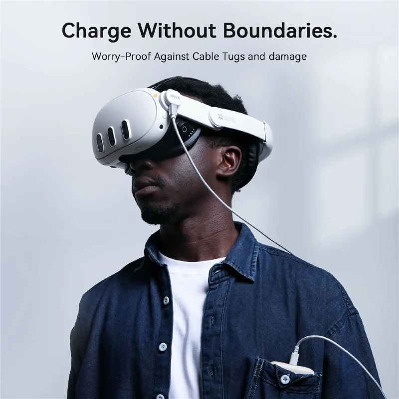 AMVR CK1 1.2m Magnetic Charging Cable for Quest 3  /  3S  /  Pro VR  Headset 18W Fast Charging Type-C Cable with Adapter