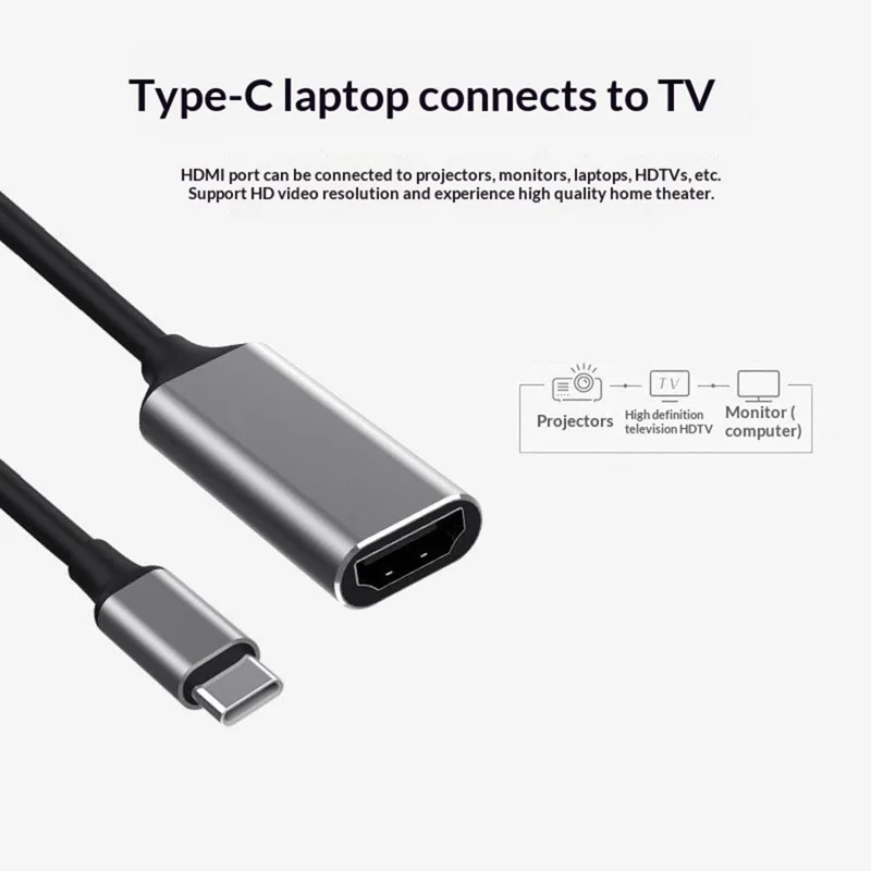 HC-61 USB-C auf HD Kabel 4K / 60Hz Adapter für Handy Laptop Tablet zur Bildschirmspiegelung an TV Projektor HD Video Audio Sync