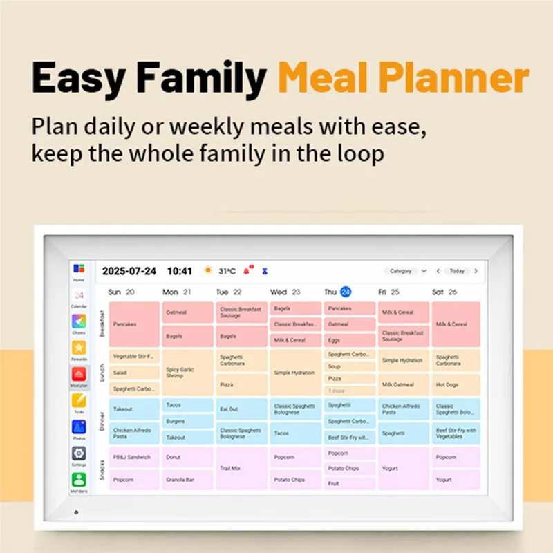 10 Inch AI Smart Family Calendar Planner Touchscreen Display Task Manager for Home Organization, 3GB+32GB - White