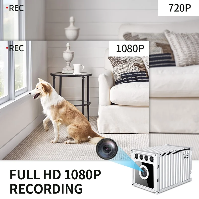 W05 Container Design Mini WiFi Camera Human Body Detection 1080P HD Night Vision Security Camera - White