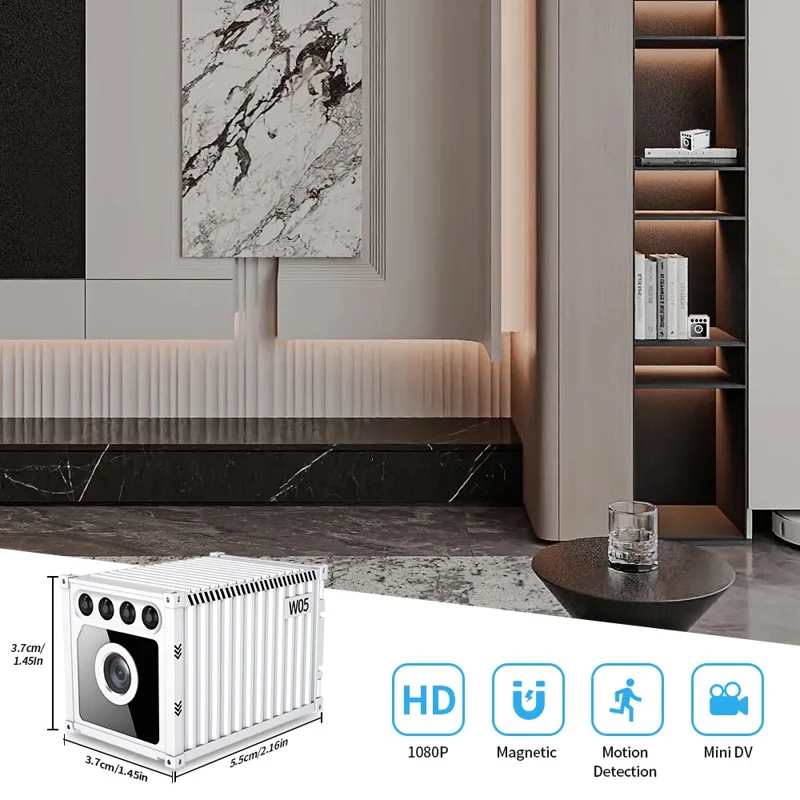 W05 Container Design Mini WiFi Camera Human Body Detection 1080P HD Night Vision Security Camera - White
