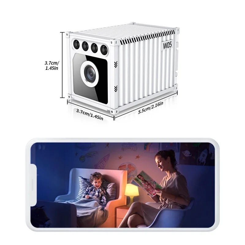 W05 Container Design Mini WiFi Camera Human Body Detection 1080P HD Night Vision Security Camera - White