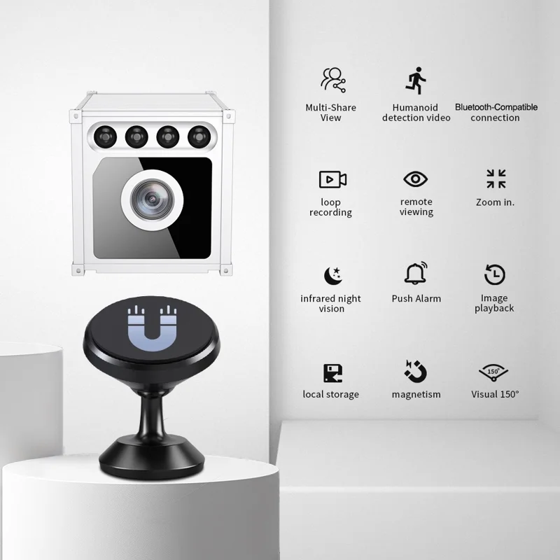 W05 Container Design Mini WiFi Camera Human Body Detection 1080P HD Night Vision Security Camera - White