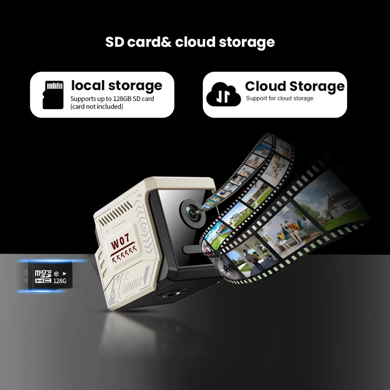 W07 WiFi Mini Compact Security Camera 1080P HD Night Vision Motion Detection Remote Monitor for Home (No Memory Card) - White