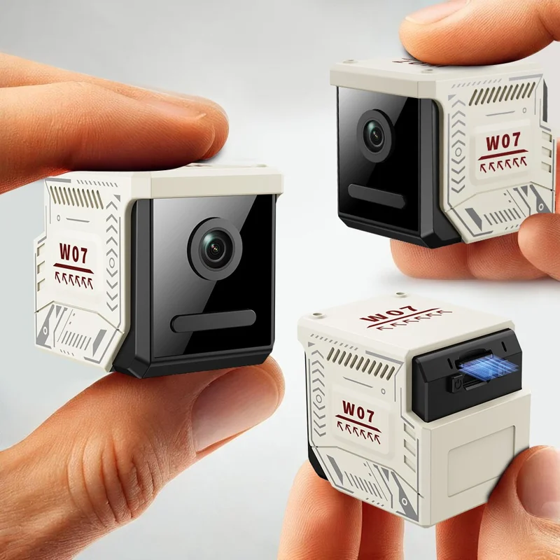 W07 WiFi Mini Compact Security Camera 1080P HD Night Vision Motion Detection Remote Monitor for Home (No Memory Card) - White