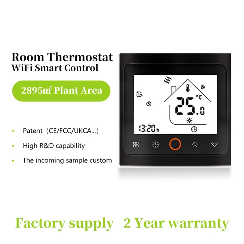 BHT-002GBLZB Thermostat intelligent ZigBee, commande précise de la température, écran tactile LCD, contrôleur de chauffage - Noir