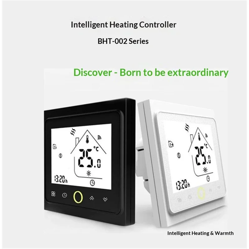 BHT-002GBLZB Thermostat intelligent ZigBee, commande précise de la température, écran tactile LCD, contrôleur de chauffage - Noir