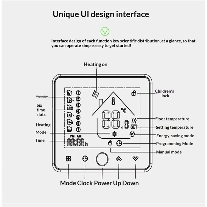 BHT-002GBLZB Thermostat intelligent ZigBee, commande précise de la température, écran tactile LCD, contrôleur de chauffage - Noir