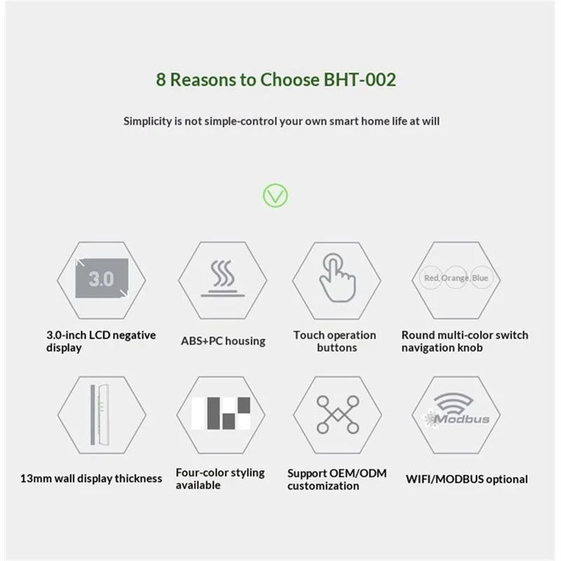 BHT-002GBLZB Thermostat intelligent ZigBee, commande précise de la température, écran tactile LCD, contrôleur de chauffage - Noir