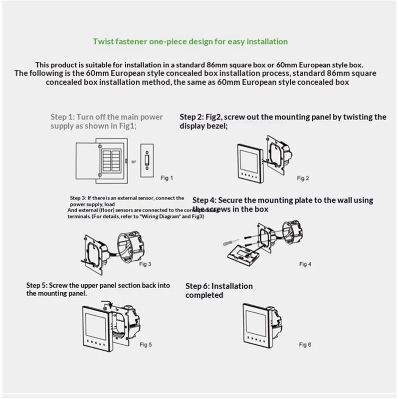 BHT-002GBLZB Thermostat intelligent ZigBee, commande précise de la température, écran tactile LCD, contrôleur de chauffage - Noir