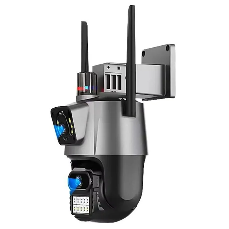 V380 WiFi Dual Lens Dual Screen Security Camera 2MP+2MP HD Outdoor Wireless PTZ IP Surveilance Camera with Night Vision - EU Plug