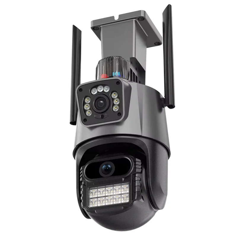 V380 WiFi Dual Lens Dual Screen Security Camera 2MP+2MP HD Outdoor Wireless PTZ IP Surveilance Camera with Night Vision - EU Plug