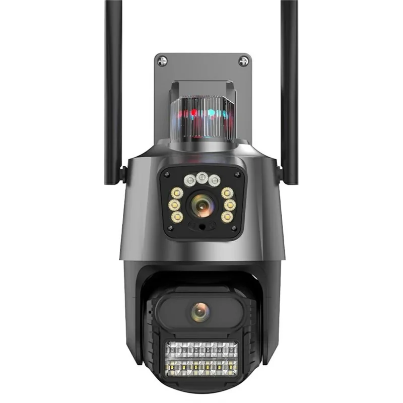 V380 WiFi Dual Lens Dual Screen Security Camera 2MP+2MP HD Outdoor Wireless PTZ IP Surveilance Camera with Night Vision - EU Plug