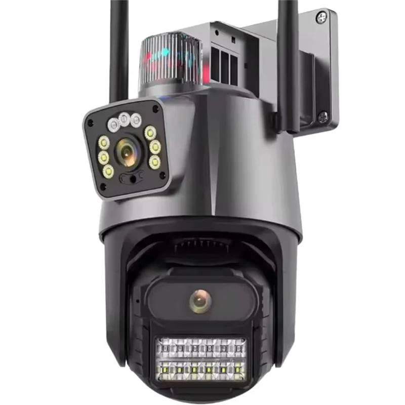 V380 WiFi Dual Lens Dual Screen Security Camera 2MP+2MP HD Outdoor Wireless PTZ IP Surveilance Camera with Night Vision - EU Plug