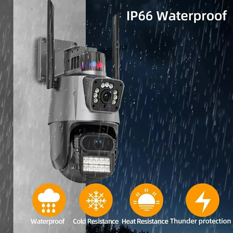 V380 4G Dual Lens Dual Screen Security Camera 2MP+2MP HD Outdoor Wireless PTZ IP Surveilance Camera with Night Vision - EU Plug