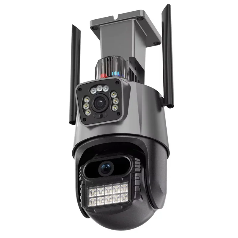 V380 4G Dual Lens Dual Screen Security Camera 2MP+2MP HD Outdoor Wireless PTZ IP Surveilance Camera with Night Vision - EU Plug