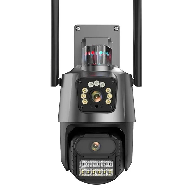 V380 4G Dual Lens Dual Screen Security Camera 2MP+2MP HD Outdoor Wireless PTZ IP Surveilance Camera with Night Vision - EU Plug
