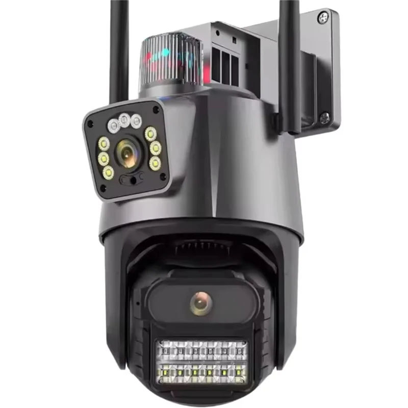 V380 4G Dual Lens Dual Screen Security Camera 2MP+2MP HD Outdoor Wireless PTZ IP Surveilance Camera with Night Vision - EU Plug
