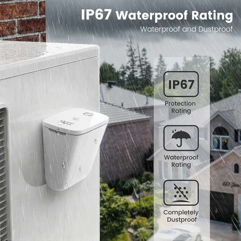 Capteur de vibration ZD100 Zigbee 3-en-1 étanche IP67, alarme intelligente de surveillance de sécurité avec détection d'inclinaison et chute - Blanc