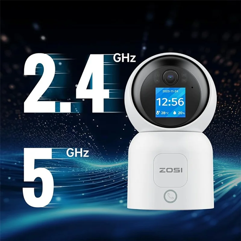 ZOSI C519M 4MP Умная WiFi камера видеонаблюдения, 360 градусов поворота, наклон 90 градусов, 1,44-дюймовый экран, двусторонний видеозвонок, обнаружение людей, ночное видение, камера безопасности для дома, наблюдения за ребенком и домашними животными - Белый