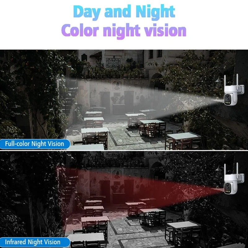V380 Solar Powered Security Camera Night Vision 3MP HD Outdoor WiFi 4G Surveillance PTZ Camera - White