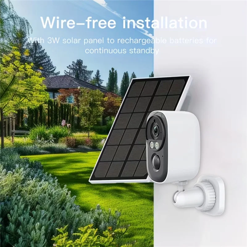 D1 3MP Solar Security Camera Wireless WiFi 4K HD Battery Powered Two Way Audio Color Night Vision Outdoor Camera - White