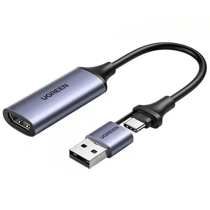 UGREEN 40189 CM489 Placa de Captura de Vídeo HD USB-A + Type-C Dupla Interface Entrada 4K Saída 1080P